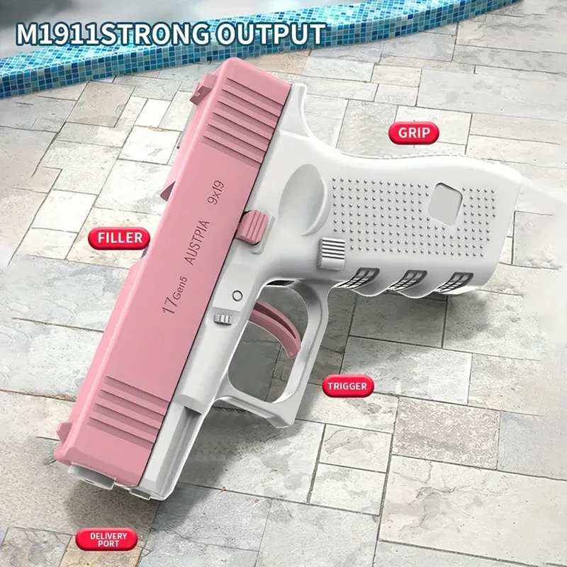 Mini pistolet à eau manuel pour enfants, jouet d'extérieur à tir continu pour l'été 5