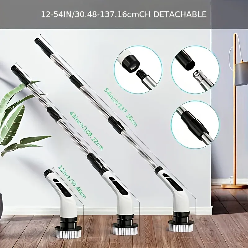 Brosse de nettoyage électrique portative multifonction 9 en 1, télescopique, pour salle de bain et cuisine 5