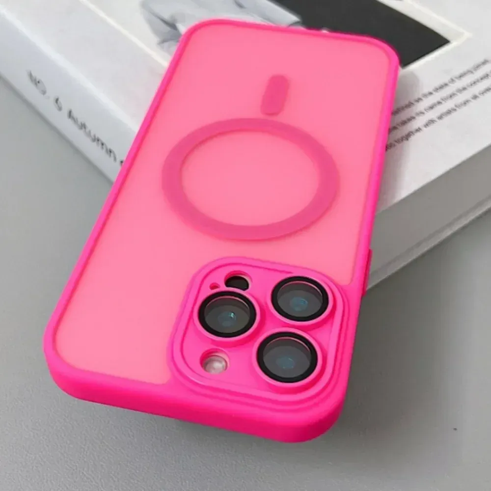 Coque antichoc translucide à armure magnétique pour iPhone, compatible charge sans fil MagSafe 14