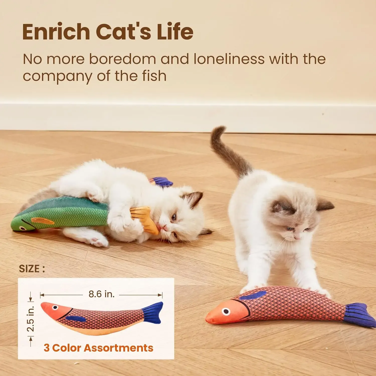 Jouet poisson en peluche pour chat avec herbe à chat, à mâcher et au son interactif, doux et durable, pour chats et chatons 5