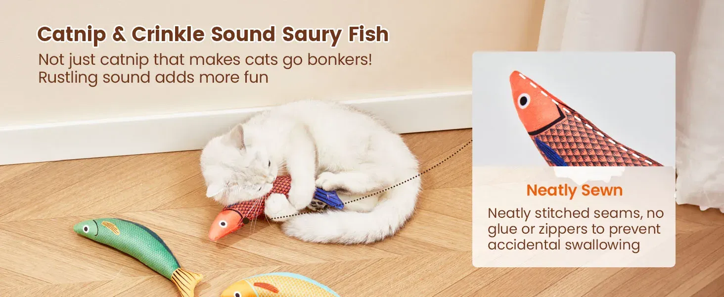 Jouet poisson en peluche pour chat, vue d'ensemble