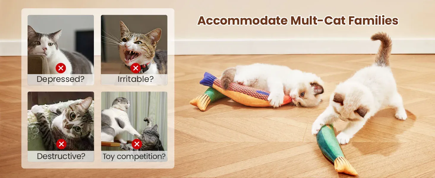 Jouet poisson en peluche pour chat, détail des finitions