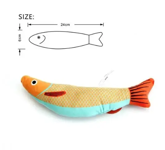 Jouet poisson en peluche pour chat avec herbe à chat, à mâcher et au son interactif, doux et durable, pour chats et chatons 7