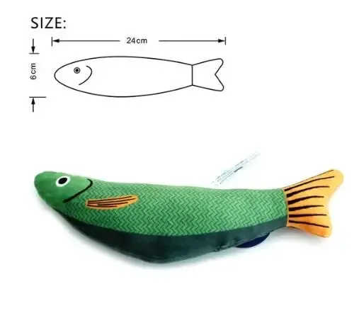 Jouet poisson en peluche pour chat avec herbe à chat, à mâcher et au son interactif, doux et durable, pour chats et chatons 8