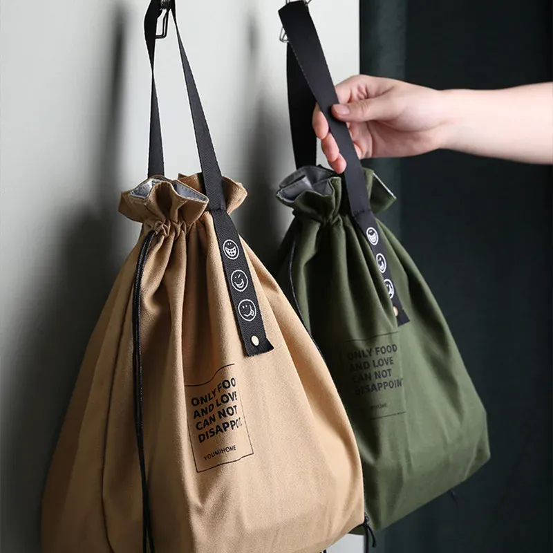 Sac à bento en toile, ouverture