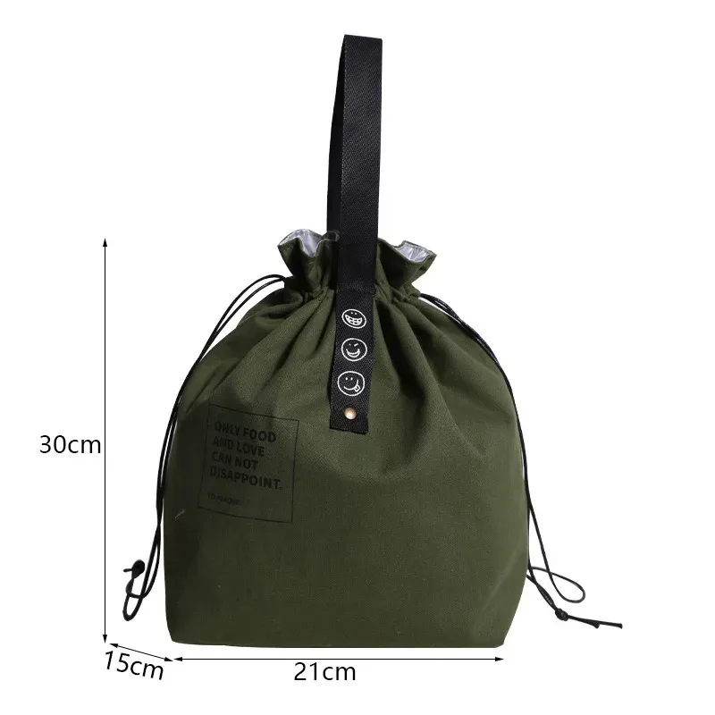 Sac à lunch portable en toile, boîte bento, fourre-tout pour pique-nique et école, conservation des aliments frais 7