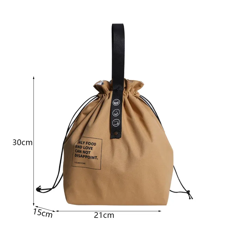 Sac à lunch portable en toile, boîte bento, fourre-tout pour pique-nique et école, conservation des aliments frais 9