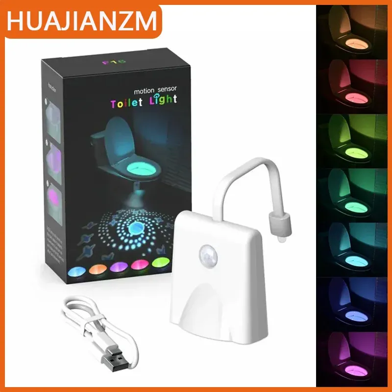 Veilleuse LED rechargeable avec capteur de mouvement et projecteur d'étoiles, 7 couleurs, pour toilettes et salle de bains
