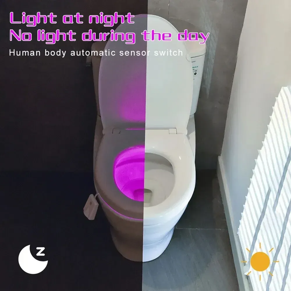 Veilleuse LED rechargeable avec capteur de mouvement et projecteur d'étoiles, 7 couleurs, pour toilettes et salle de bains 4
