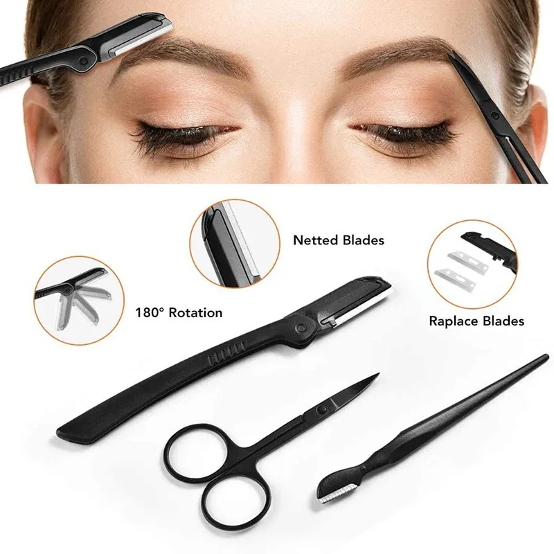 Détail des outils de l'ensemble de soin des sourcils