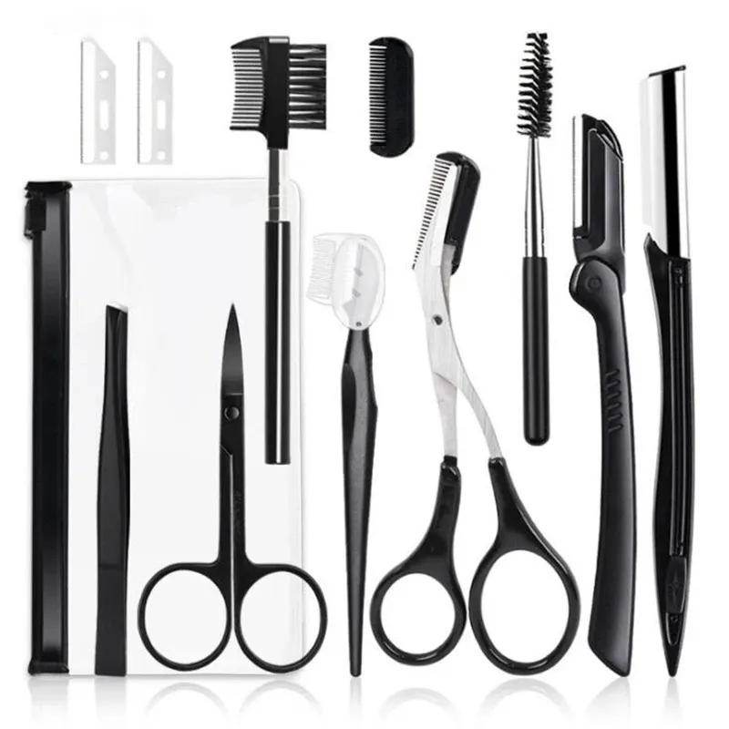 Kit de toilettage des sourcils : tondeuse, ciseaux, pincettes, rasoir et peigne 7