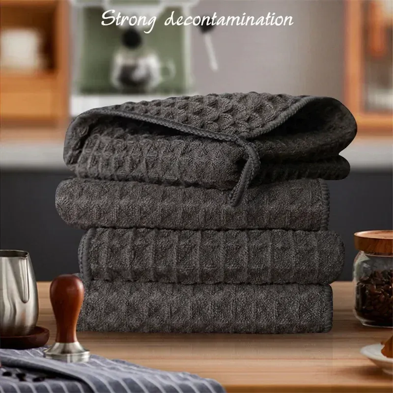 Serviettes de nettoyage en microfibre super absorbantes pour bar à café, lot de 4 3