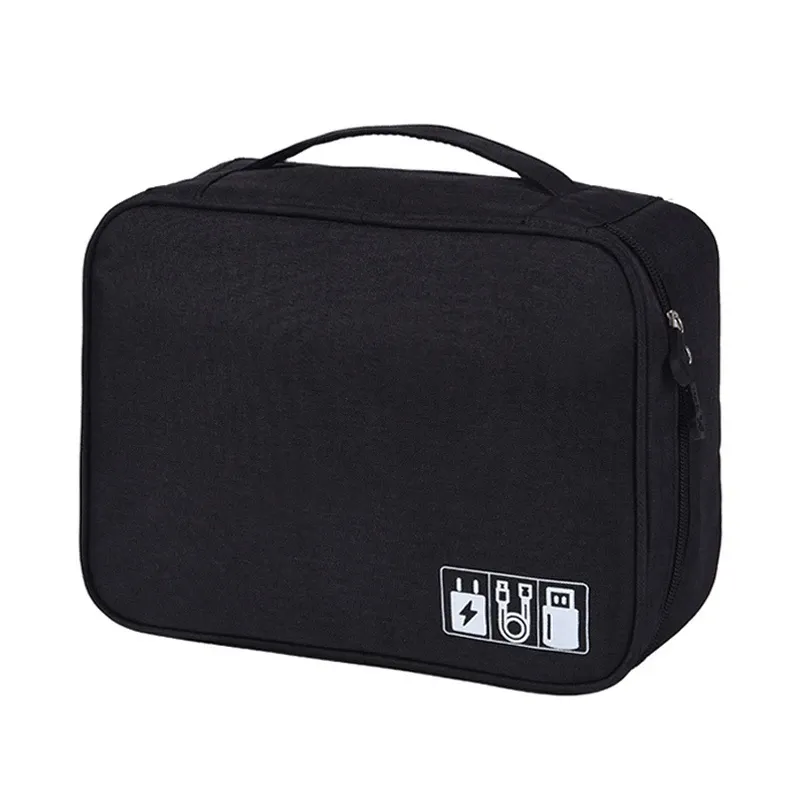 Sac de rangement de voyage étanche et antichoc à double couche, modulable et réglable, pour câbles électroniques 10