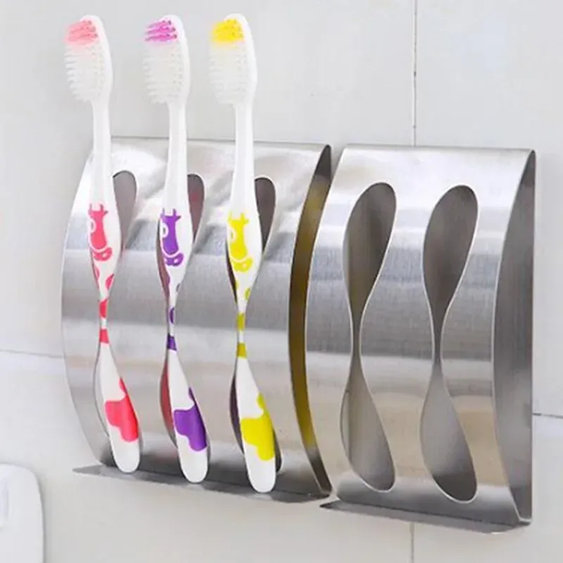 Porte-brosse à dents mural auto-adhésif en acier inoxydable