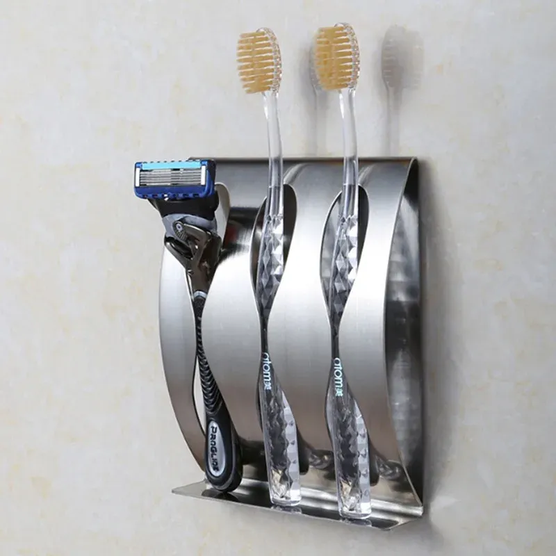 Porte-brosse à dents mural auto-adhésif en acier inoxydable 2