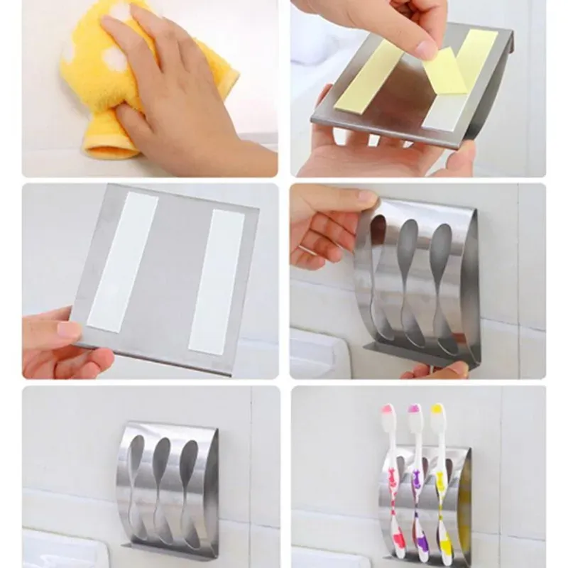 Porte-brosse à dents installé sur un mur de salle de bain