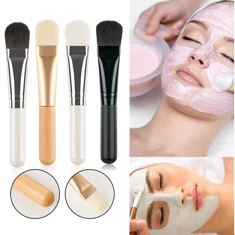 Brosse à masque facial à poils doux et plats, pour le nettoyage du visage et l'application du fond de teint et des anti-cernes - Image 1