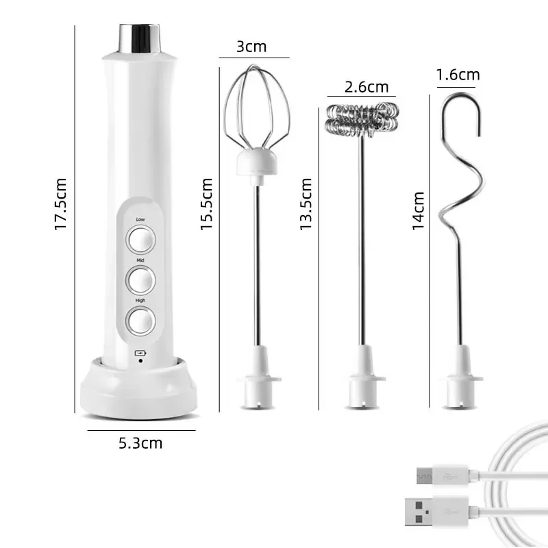 Mousseur à lait électrique portable 3 en 1 rechargeable, batteur à grande vitesse pour boissons et café 6