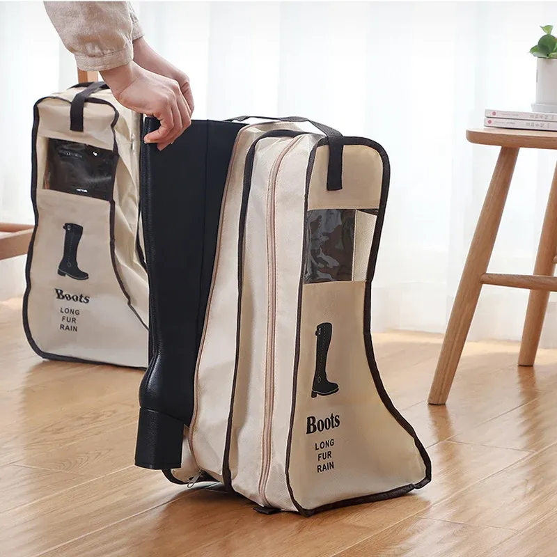 Sac de rangement pour chaussures avec housse anti-poussière pour bottes de pluie, pochette de voyage portable à fermeture éclair 3