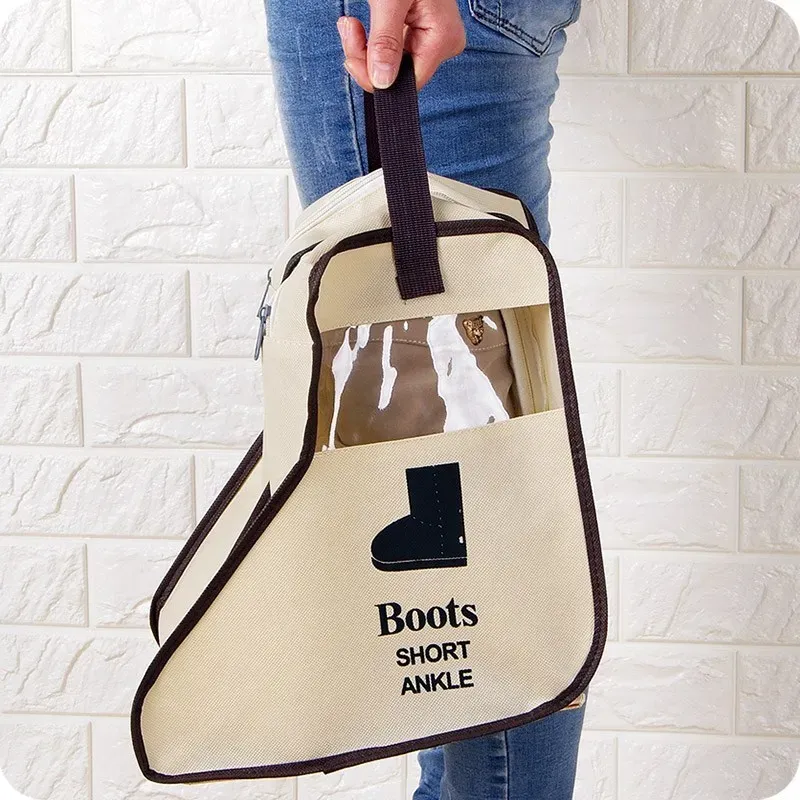 Sac de rangement pour chaussures avec housse anti-poussière pour bottes de pluie, pochette de voyage portable à fermeture éclair 5