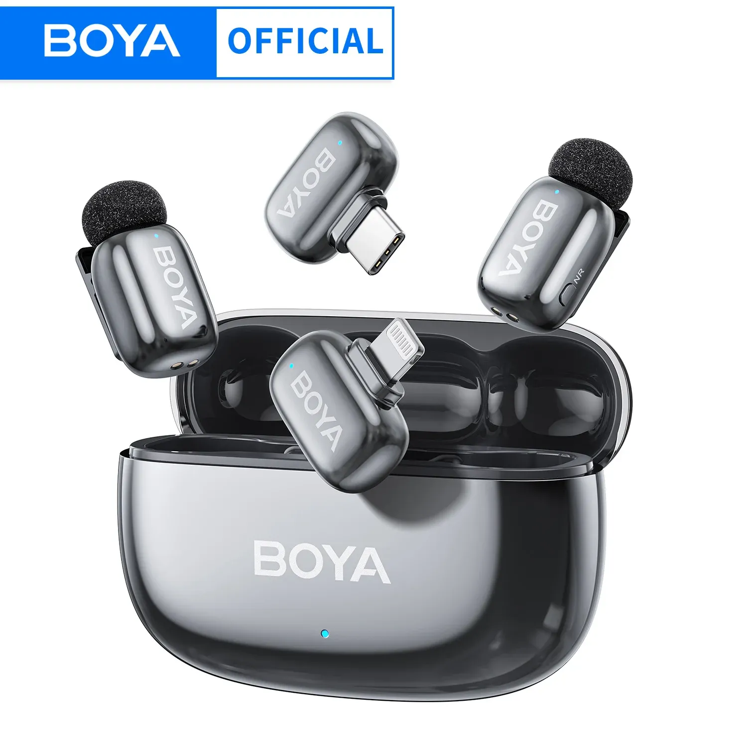 Microphone cravate sans fil BOYA Mini 2 à réduction de bruit par IA, compatible iPhone et Android, connecteur USB-C pour l'enregistrement vidéo - Image 1
