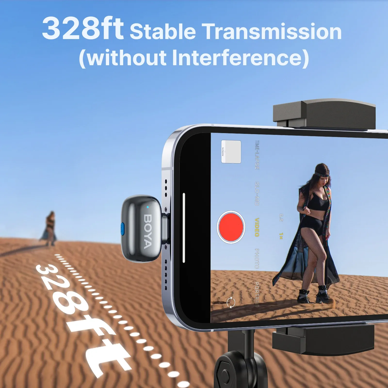 Microphone cravate sans fil BOYA Mini 2 à réduction de bruit par IA, compatible iPhone et Android, connecteur USB-C pour l'enregistrement vidéo 2