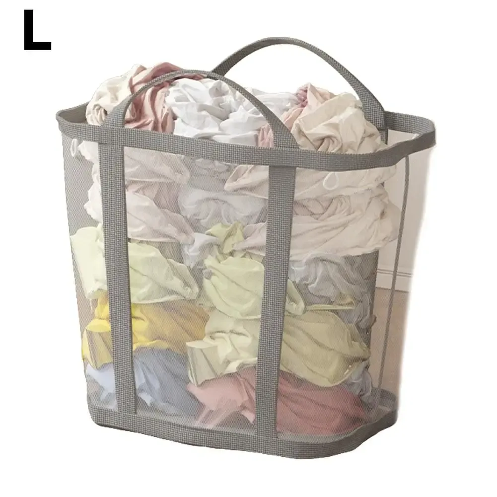 Panier à linge pliable en maille de nylon à grande capacité avec poignée, pour vêtements et jouets 9