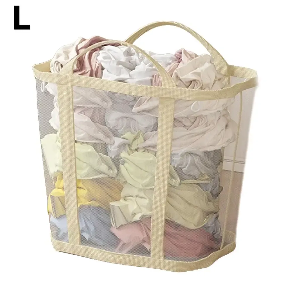 Panier à linge pliable en maille de nylon à grande capacité avec poignée, pour vêtements et jouets 7