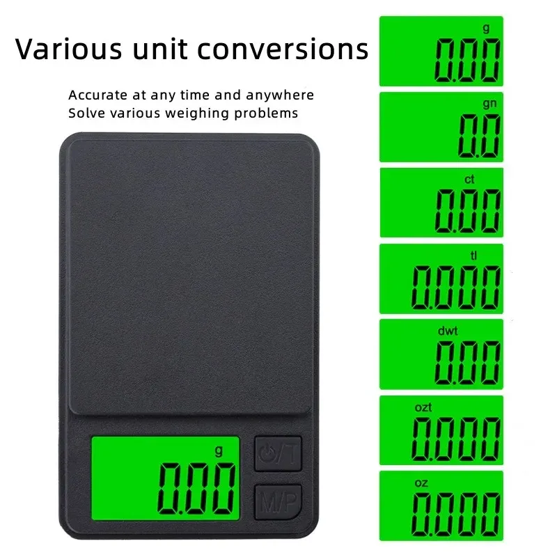 Balance numérique de poche haute précision 200/500/1000 g, précision 0,01 g, portable 2