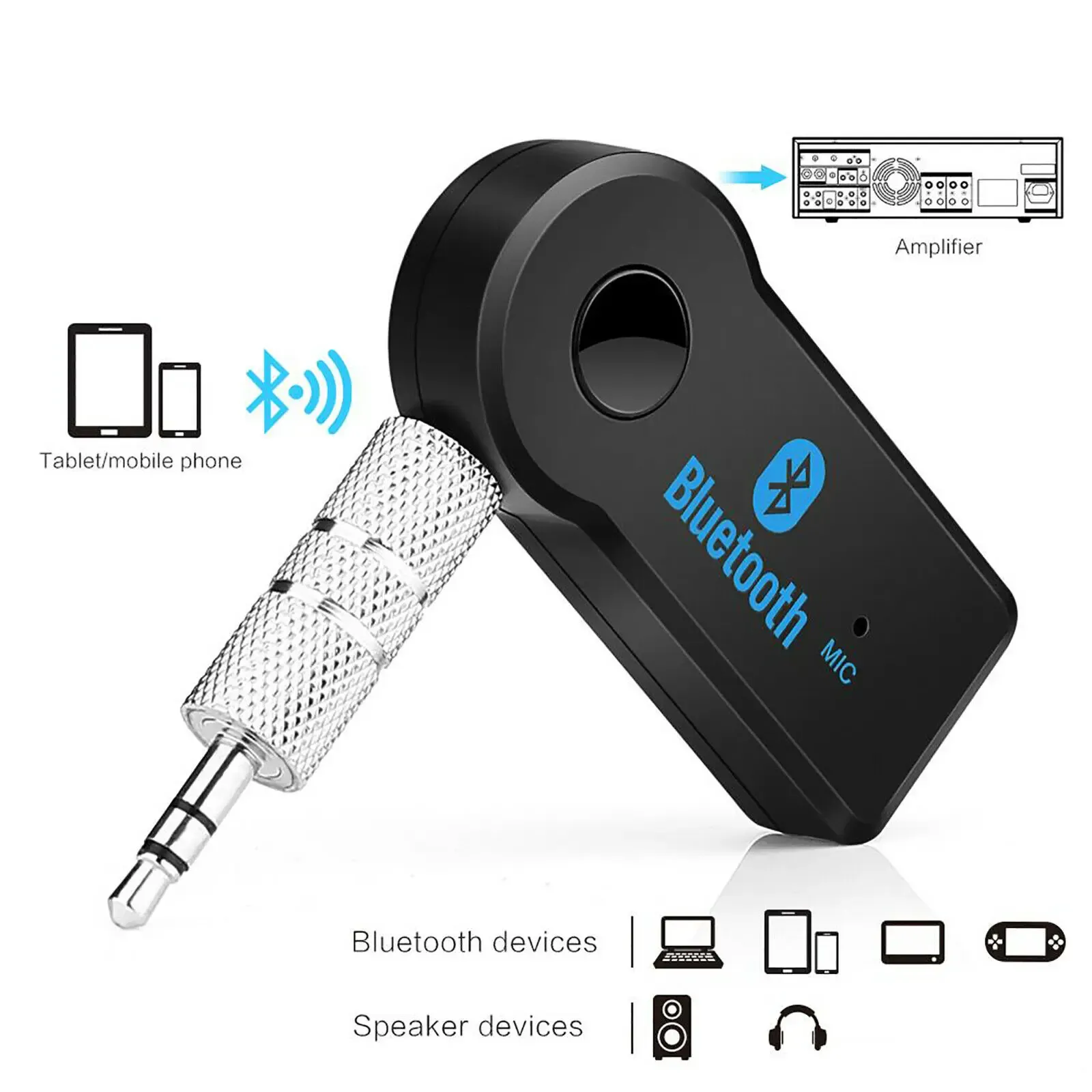 Adaptateur récepteur Bluetooth 5.0 2-en-1 avec prise jack 3,5 mm pour voiture et audio, fonction mains libres 3