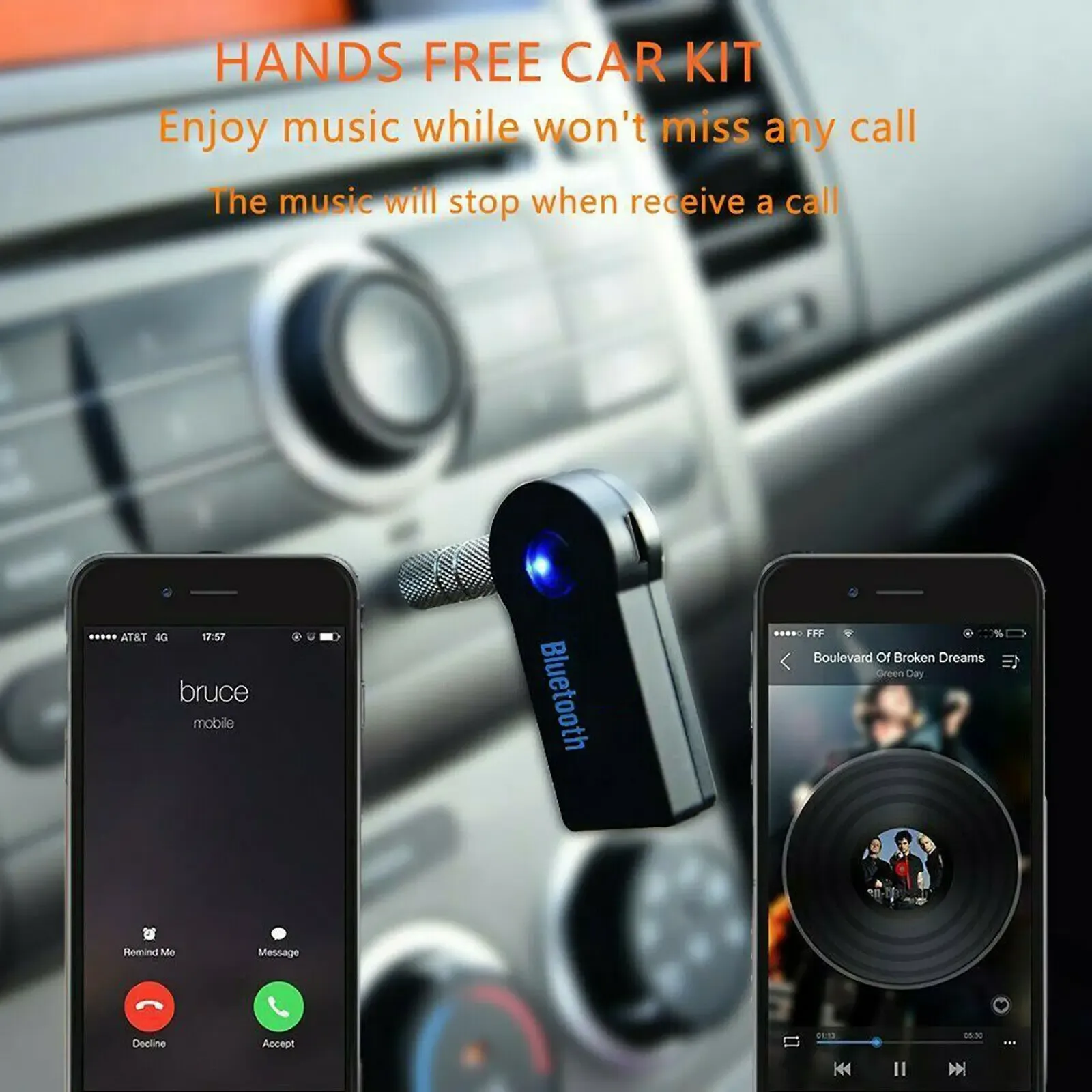 Adaptateur récepteur Bluetooth 5.0 2-en-1 avec prise jack 3,5 mm pour voiture et audio, fonction mains libres 5
