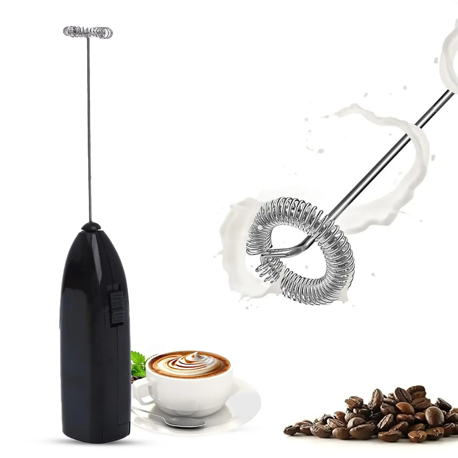 Mousseur à lait électrique portable à piles, mini fouet mélangeur pour café, cappuccino et chocolat chaud 1