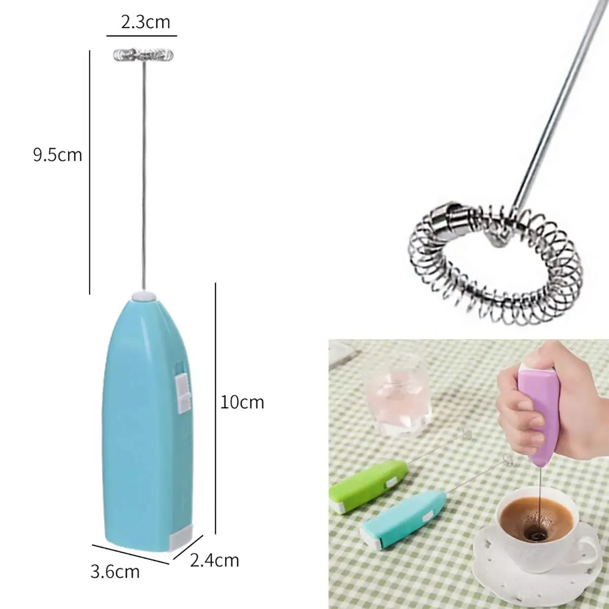 Mousseur à lait électrique portable à piles, mini fouet mélangeur pour café, cappuccino et chocolat chaud 6