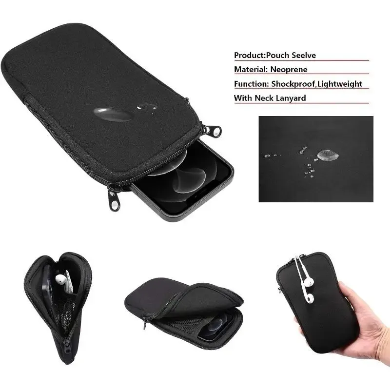 Pochette téléphone en néoprène, fermeture éclair
