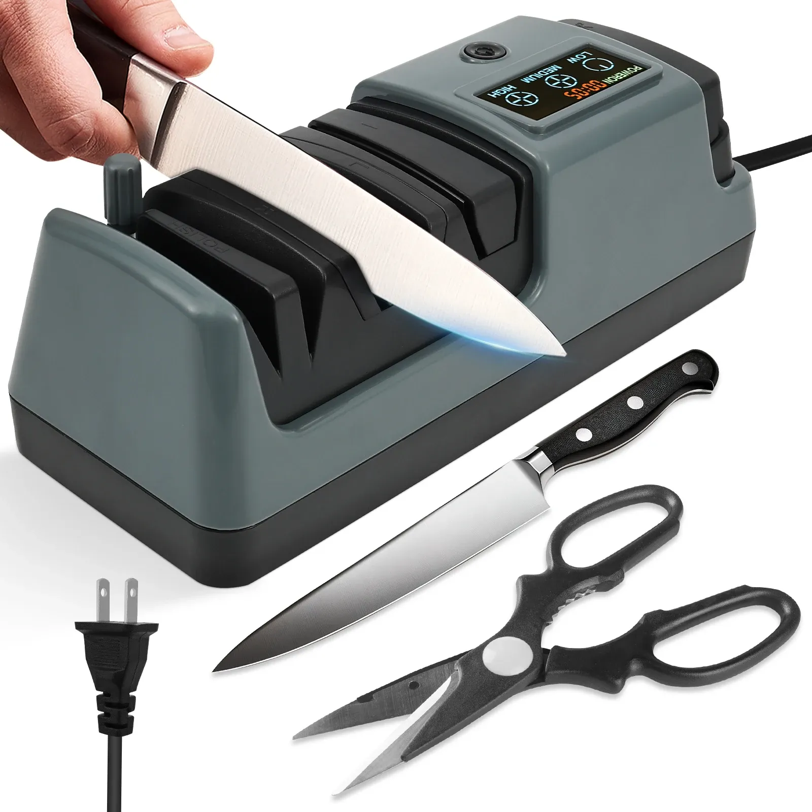 Affûteur de couteaux électrique multifonctionnel à 3 vitesses réglables pour la cuisine - Image 1