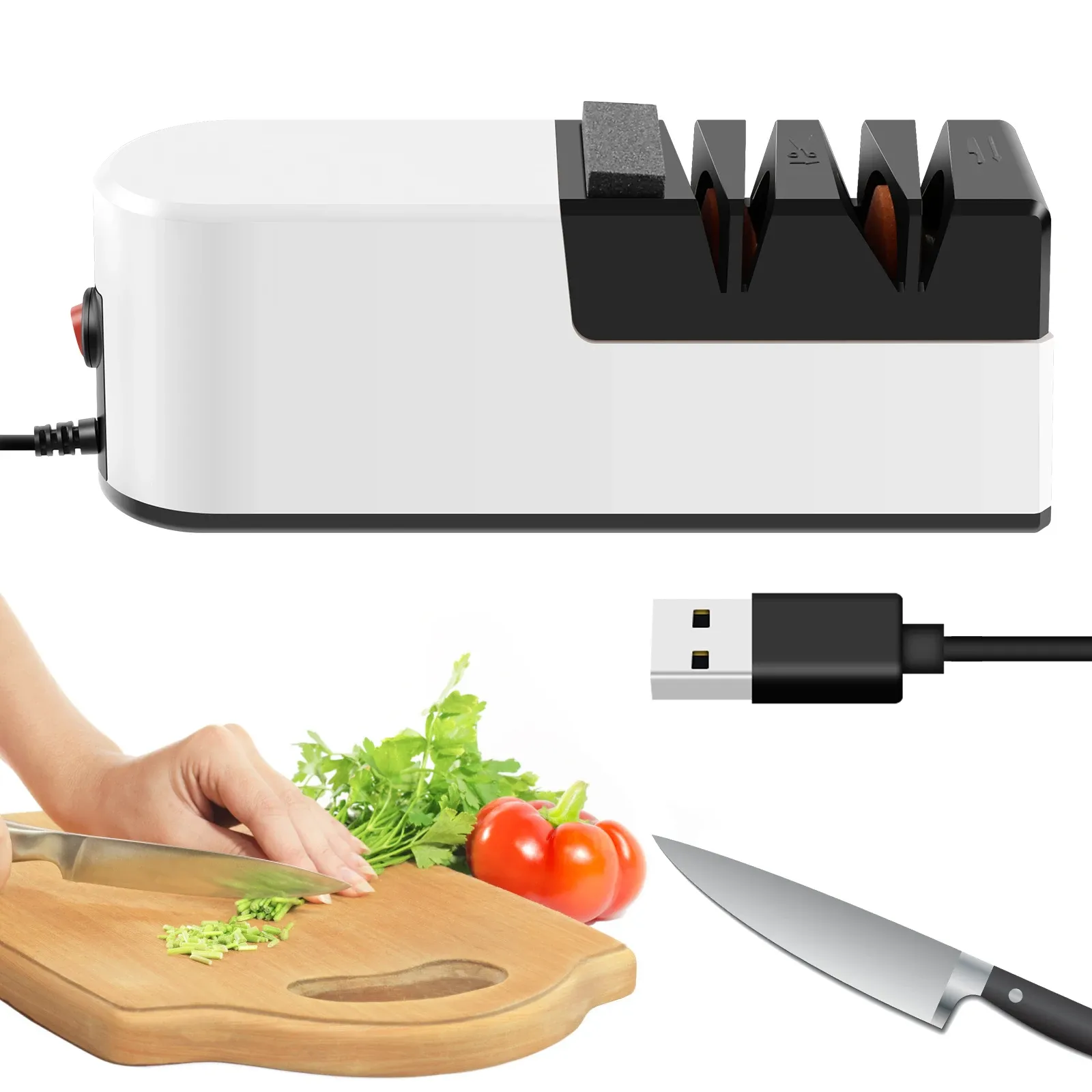 Affûteur de couteaux électrique multifonctionnel à 3 vitesses réglables pour la cuisine 8