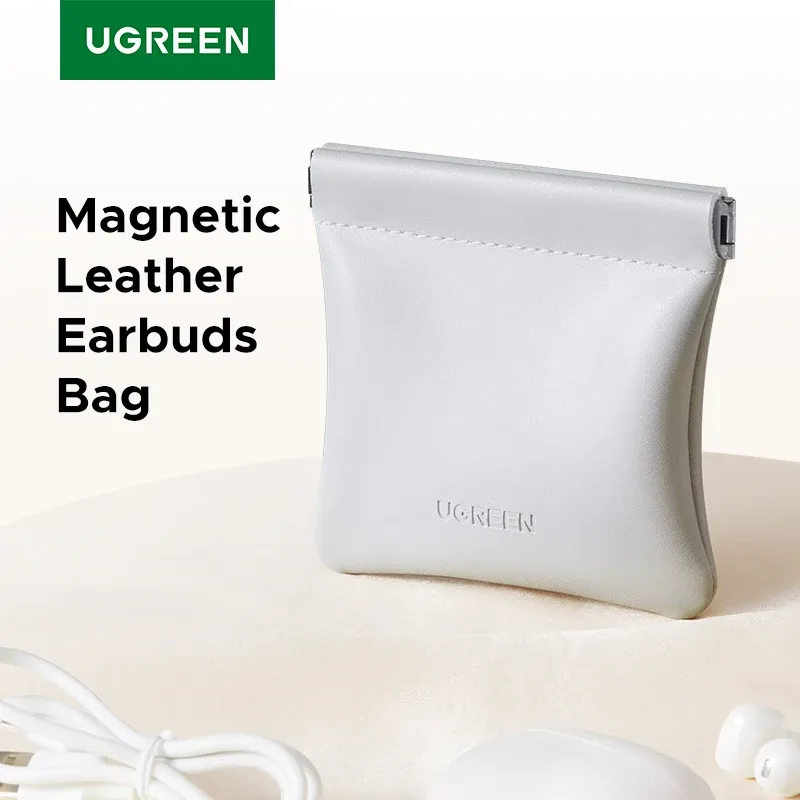 UGREEN Étui en cuir magnétique pour écouteurs Bluetooth à pince d'oreille ouverte, sac de rangement pour écouteurs sans fil et filaires