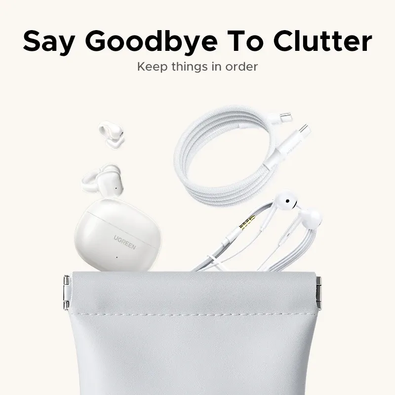 UGREEN Étui en cuir magnétique pour écouteurs Bluetooth à pince d'oreille ouverte, sac de rangement pour écouteurs sans fil et filaires 2