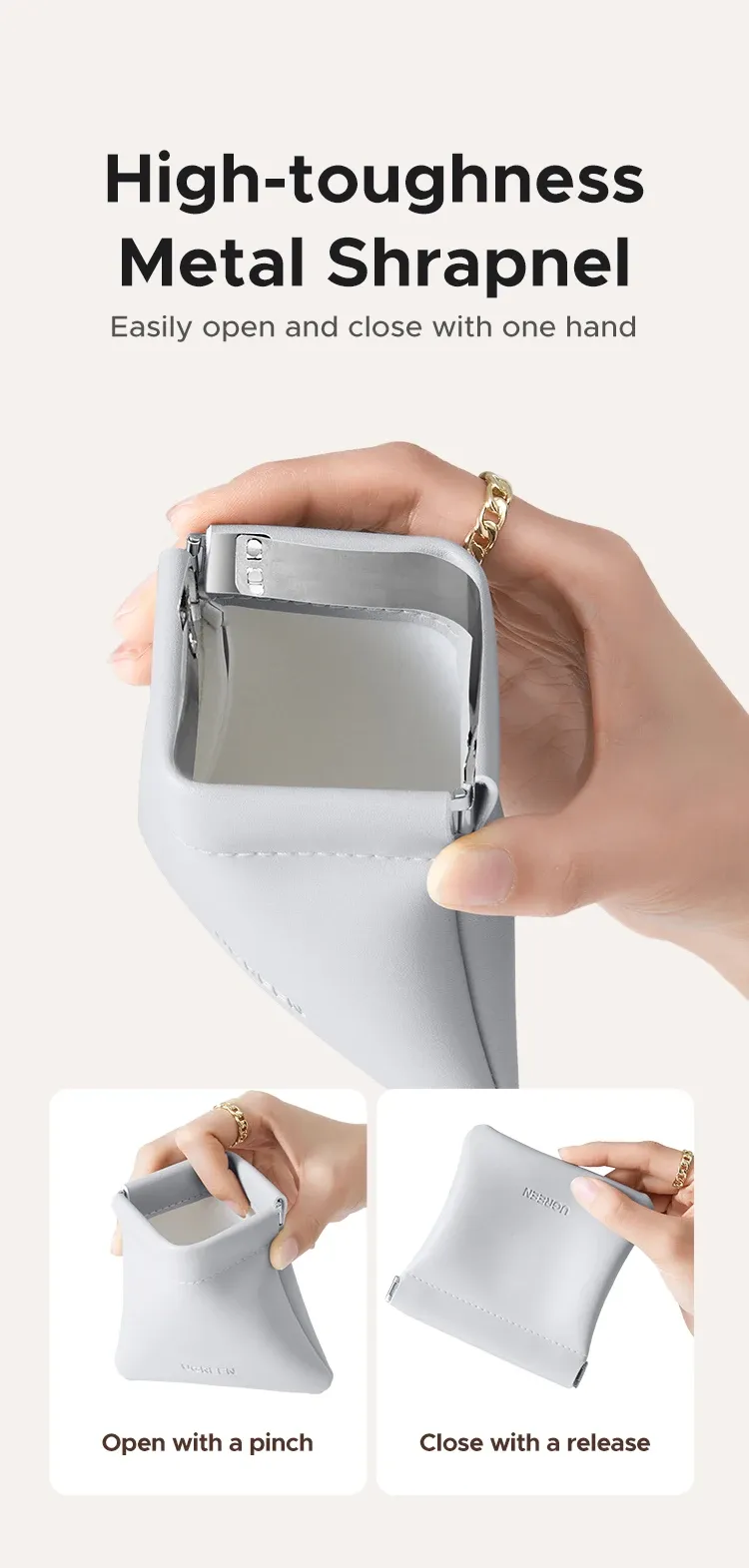 Étui en cuir magnétique pour écouteurs, finition