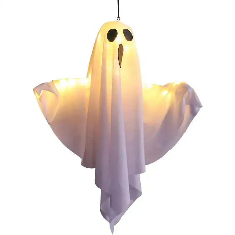 Fantômes LED suspendus blancs brillants pour Halloween, avec lumière féerique, décoration d'extérieur et d'intérieur pour maison hantée 6