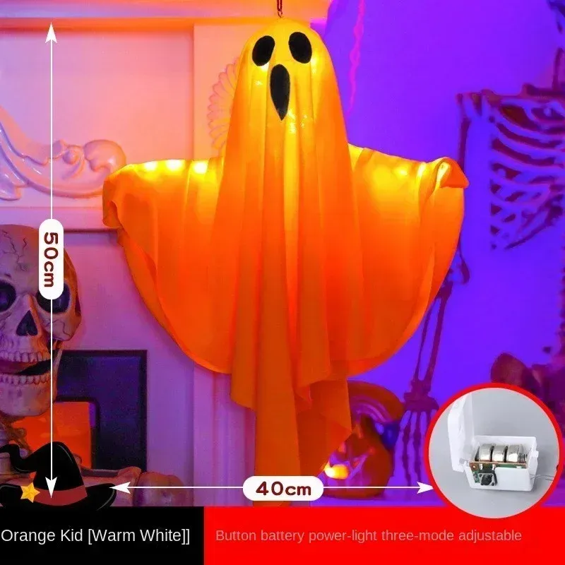 Fantômes LED suspendus blancs brillants pour Halloween, avec lumière féerique, décoration d'extérieur et d'intérieur pour maison hantée 9