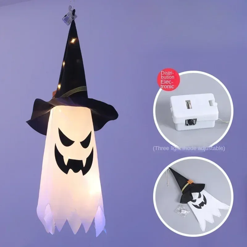 Fantômes LED suspendus blancs brillants pour Halloween, avec lumière féerique, décoration d'extérieur et d'intérieur pour maison hantée 7