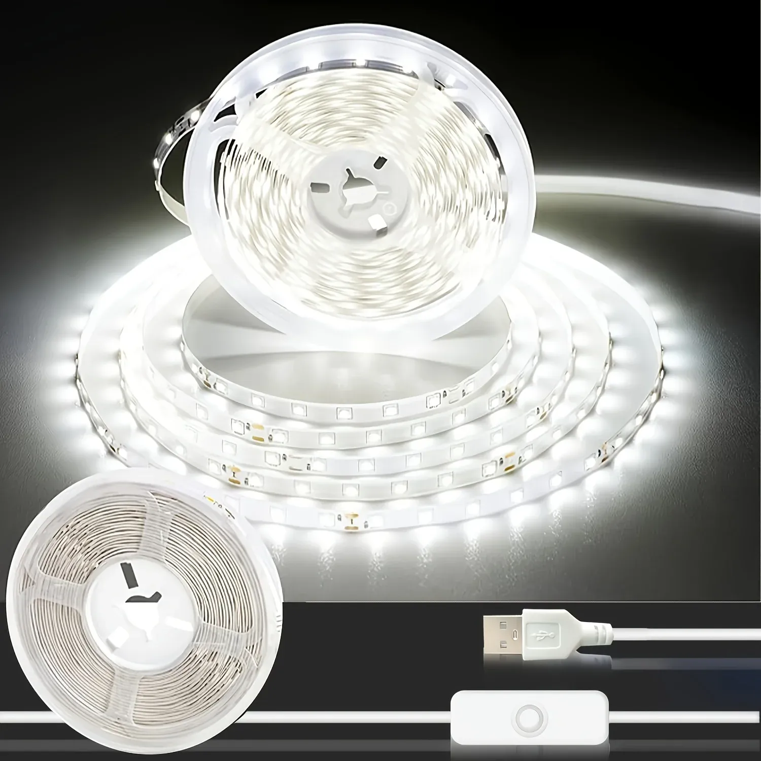 Bandes LED blanc froid bicolores 5 V pour intérieur, avec interrupteur intégré et installation facile, disponibles de 1 à 10 m - Image 1