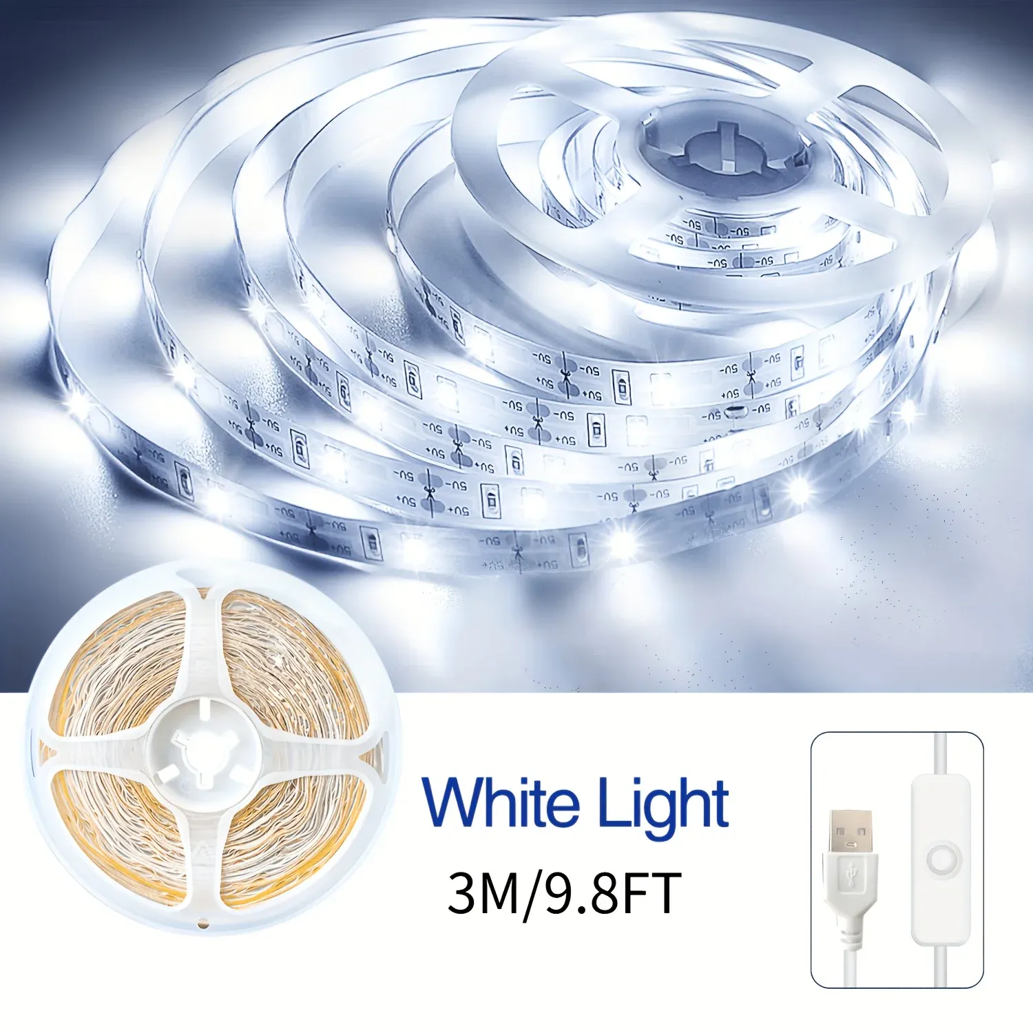 Bandes LED blanc froid bicolores 5 V pour intérieur, avec interrupteur intégré et installation facile, disponibles de 1 à 10 m 6