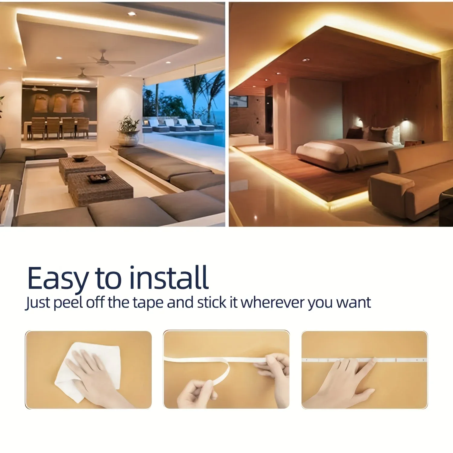 Bandes lumineuses LED blanches, mise en situation