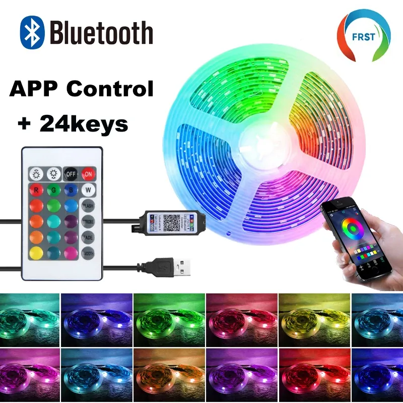 Bande LED RGB 5050 Bluetooth pour décoration de pièce, longueurs 10 m, 15 m, 20 m et 30 m, rétroéclairage pour PC et TV 8