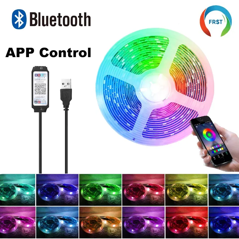 Bande LED RGB 5050 Bluetooth pour décoration de pièce, longueurs 10 m, 15 m, 20 m et 30 m, rétroéclairage pour PC et TV 7