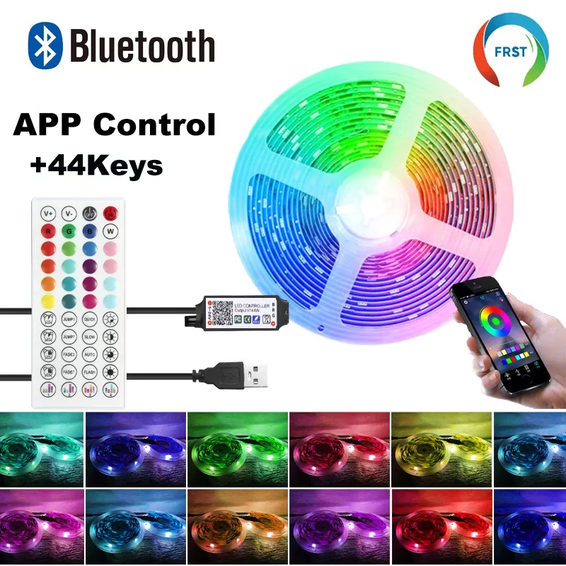 Bande LED RGB 5050 Bluetooth pour décoration de pièce, longueurs 10 m, 15 m, 20 m et 30 m, rétroéclairage pour PC et TV 9