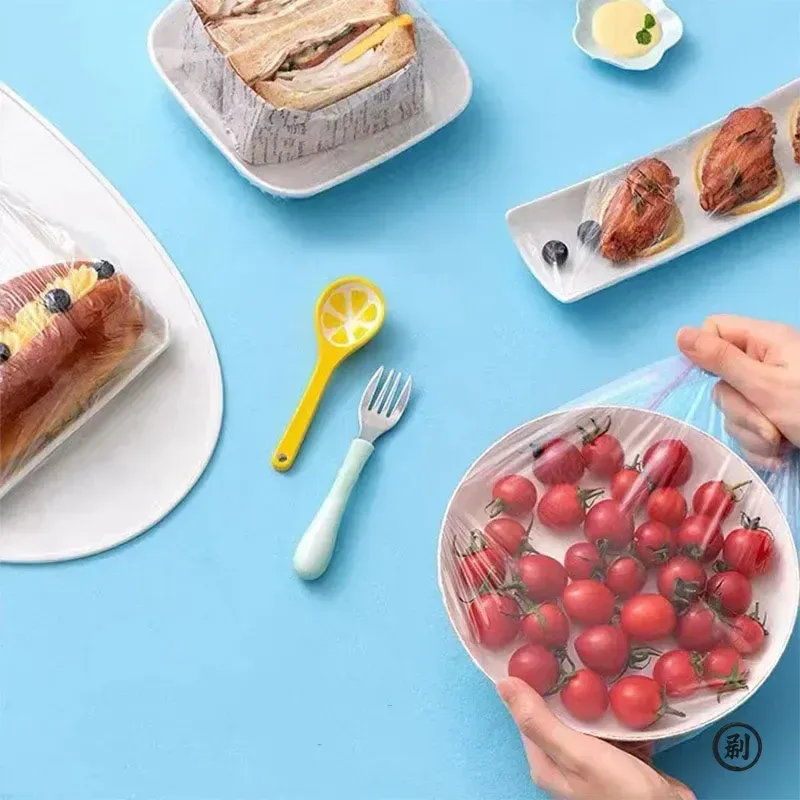 Couvercles alimentaires élastiques jetables en plastique pour fruits et légumes, lot de 100 3
