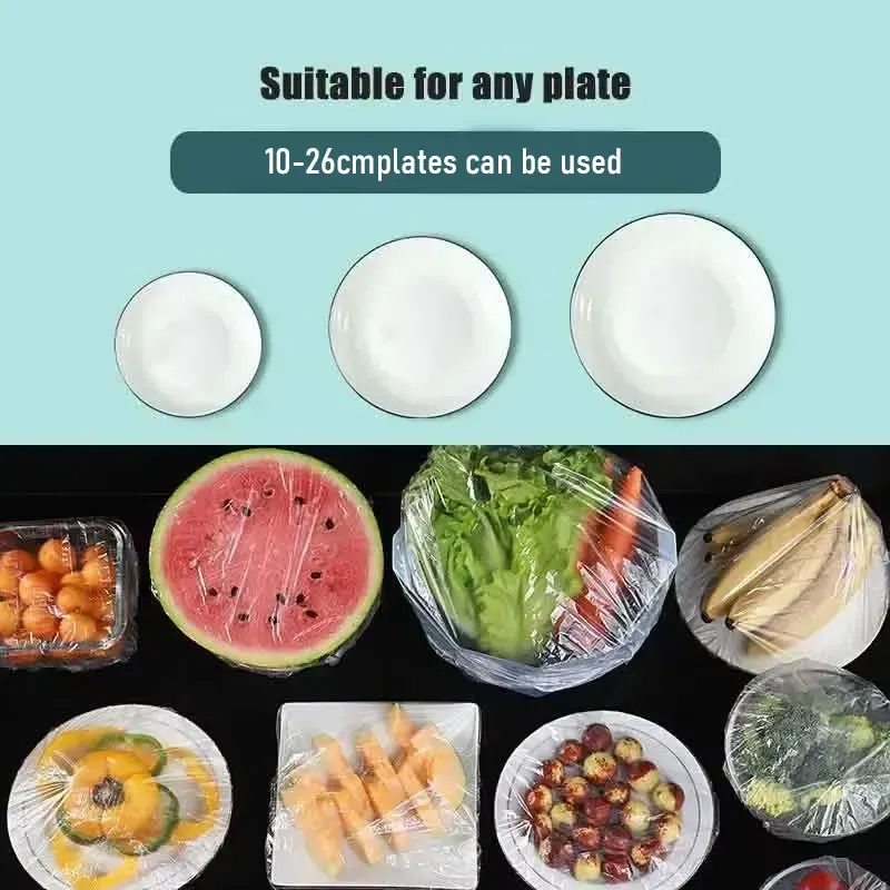 Couvercles alimentaires élastiques jetables en plastique pour fruits et légumes, lot de 100 4